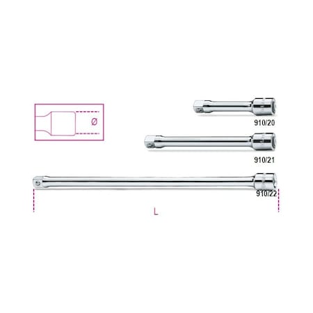 Beta 910/20 3/8 in Drive Socket Extension 75mm 009100820